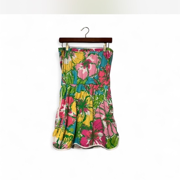 Lilly Pulitzer Tropical Floral Strapless Skort Romper Dress Size Large - Picture 2 of 8